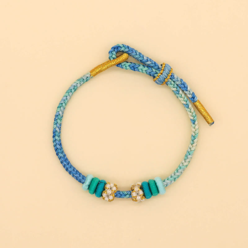 Nimara Ritual Handmade Eight Thread Peace Knot Peach Blossom Knot Luck Rope Braided Bracelet