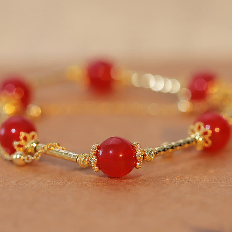 Nimara Ritual Red Agate Fu Character Charm Self-acceptance Bracelet
