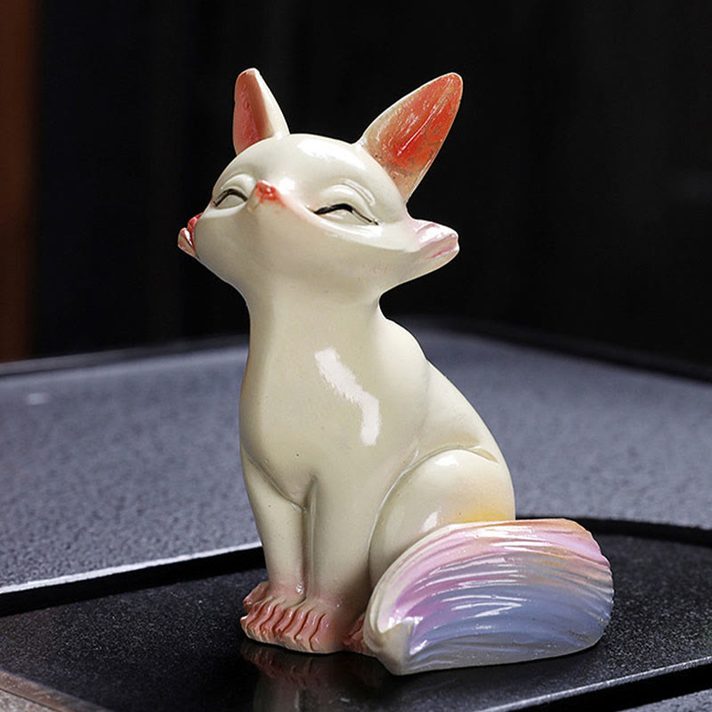 Nimara Ritual Color Changing Small Cute Fox Tea Pet Resin Home Figurine Decoration