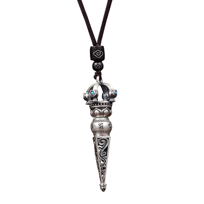Nimara Ritual Tibetan Om Mani Padme Hum Dorje Vajra Design Wisdom Rotatable Necklace Pendant