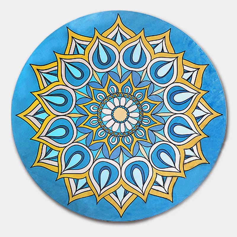 Nimara Ritual Tibetan Lotus Mandala Enlightenment Foldable Natural Rubber Yoga Mat Decoration