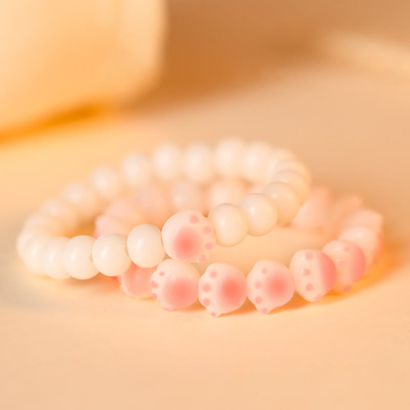 Nimara Ritual Natural Bodhi Seed Lovely Paw Lucky Cat Paw Peace Bracelet