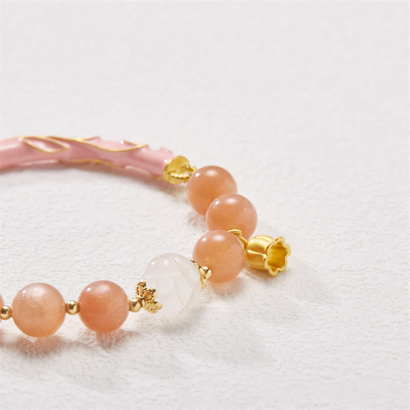 Nimara Ritual Sun Stone Golden Silk Jade Lily of the Valley Charm Positive Bracelet Bangle