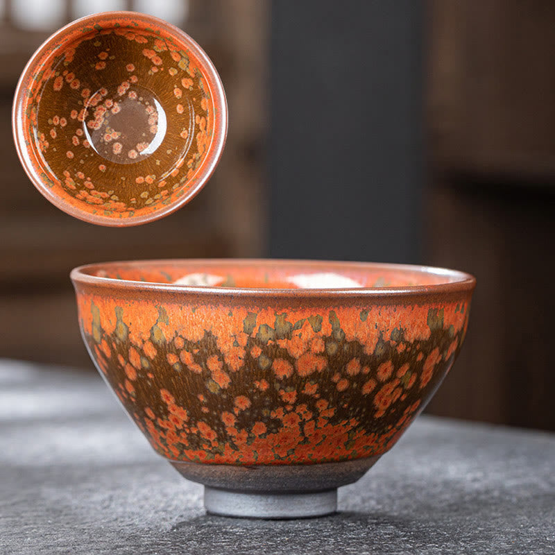Nimara Ritual Blooming Flowers Pattern Chinese Jianzhan Kiln Change Ceramic Teacup Kung Fu Tea Cup Bowl