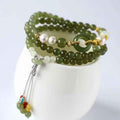 Nimara Ritual Hetian Jade Pearl Peace Buckle Luck Wealth String Bracelet