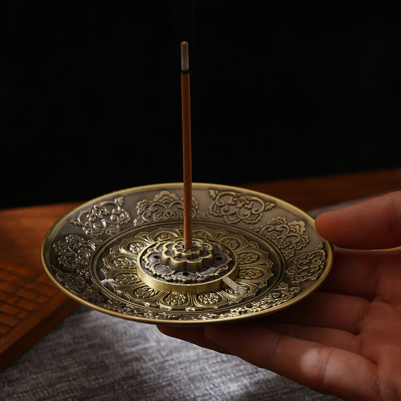 Nimara Ritual Lotus Dragon Phoenix Eight Auspicious Symbols Zinc Alloy Incense Stick Holder Healing Incense Burner Decoration