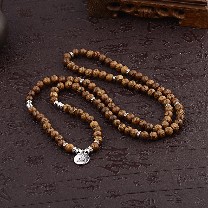 Nimara Ritual Tibetan Lightning Strike Wood Bracelet Lotus Buddha Mala