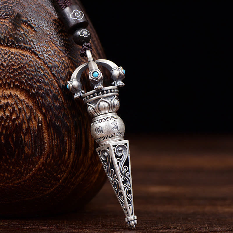 Nimara Ritual Tibetan Om Mani Padme Hum Dorje Vajra Design Wisdom Rotatable Necklace Pendant