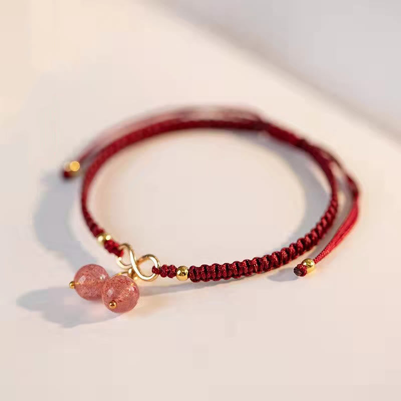 Nimara Ritual Natural Strawberry Quartz Amethyst Green Phantom Bead Positive Bracelet