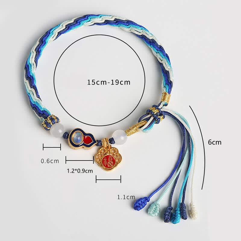 Nimara Ritual 925 Sterling Silver Handmade Gourd Blessing String Reincarnation Knot Bracelet