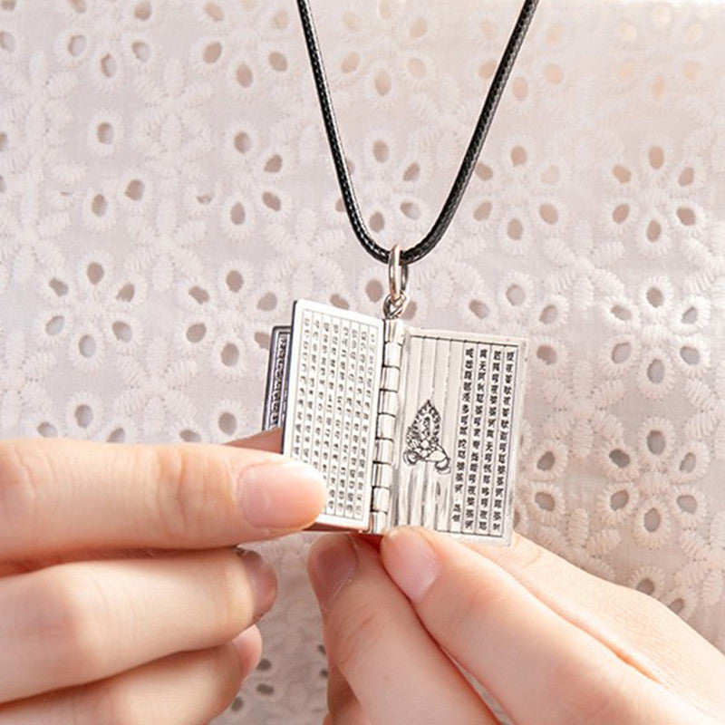 Nimara Ritual 990 Sterling Silver Heart Sutra Great Compassion Shurangama Mantra Lotus Vajra Peace Necklace Pendant