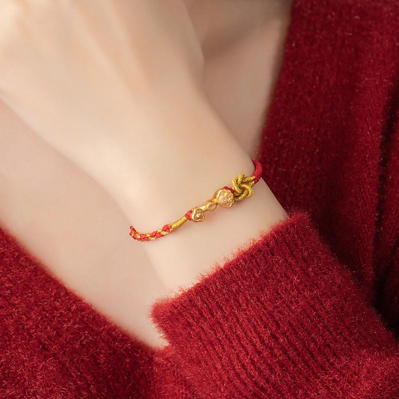 Nimara Ritual 999 Sterling Silver Ruyi Handle Fu Character Fortune Luck Rope Bracelet