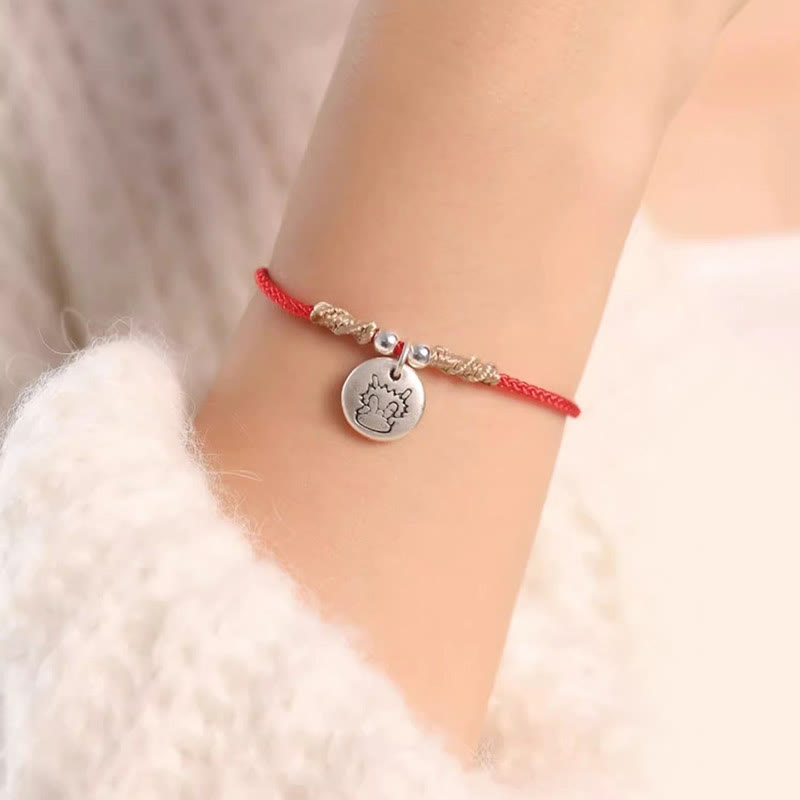 Nimara Ritual Handmade 999 Sterling Silver Year of the Dragon Cute Chinese Zodiac Luck Braided Bracelet