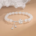 Nimara Ritual White Jade Peach Blossom Petals Flower Luck Bracelet