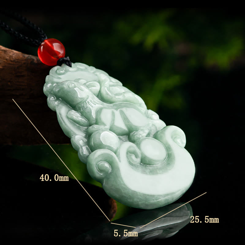Nimara Ritual Natural Green Jade 12 Chinese Zodiac Luck Prosperity Necklace Pendant