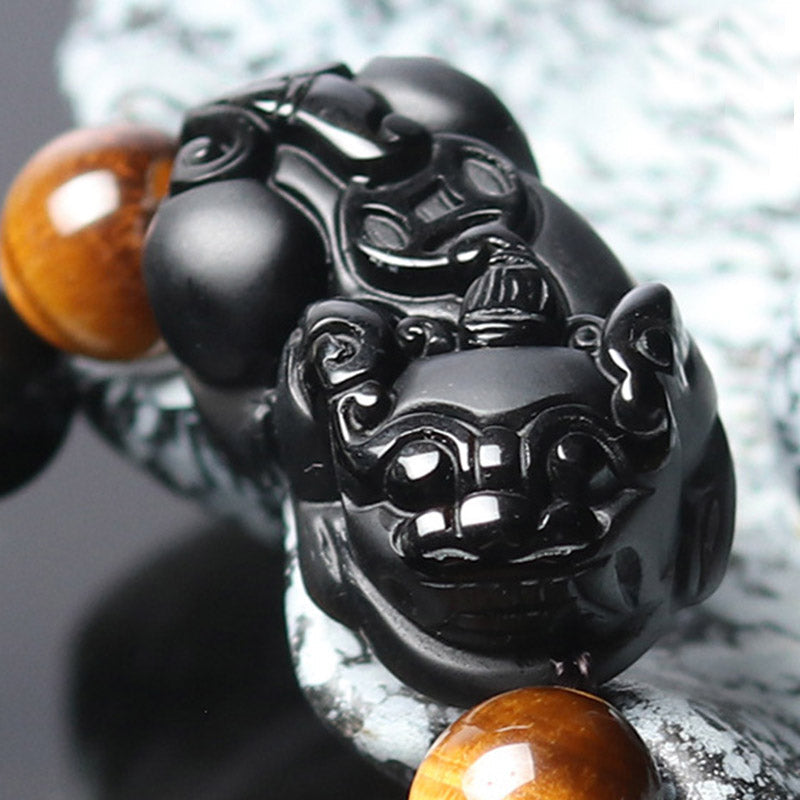 Nimara Ritual FengShui PiXiu Rainbow Obsidian Tiger Eye Wealth Bracelet