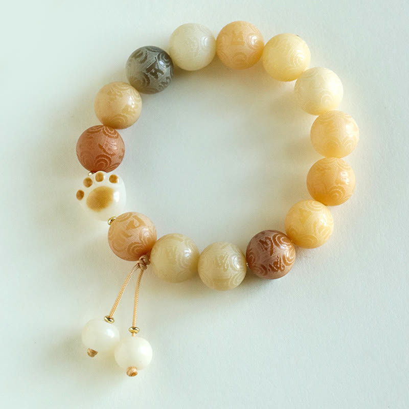 Nimara Ritual Bodhi Seed Om Mani Padme Hum Carved Harmony Bracelet