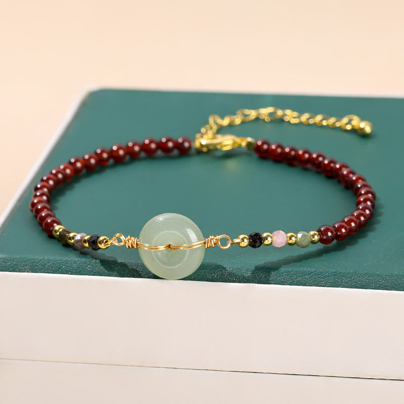 Nimara Ritual Natural Garnet Peace Buckle Bead Calm Bracelet