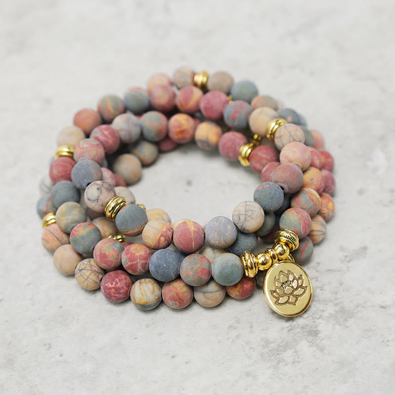 Nimara Ritual 108 Mala Beads Picasso Jasper Stone Courage Energy Bracelet