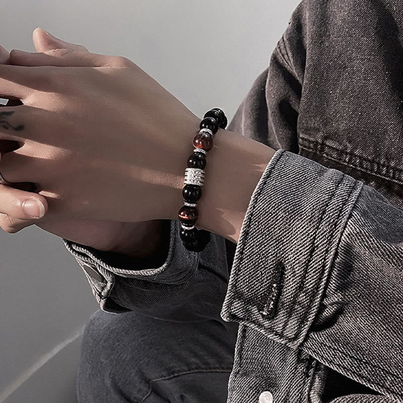 Nimara Ritual Natural Black Obsidian Tiger Eye Strength Fulfillment Bracelet
