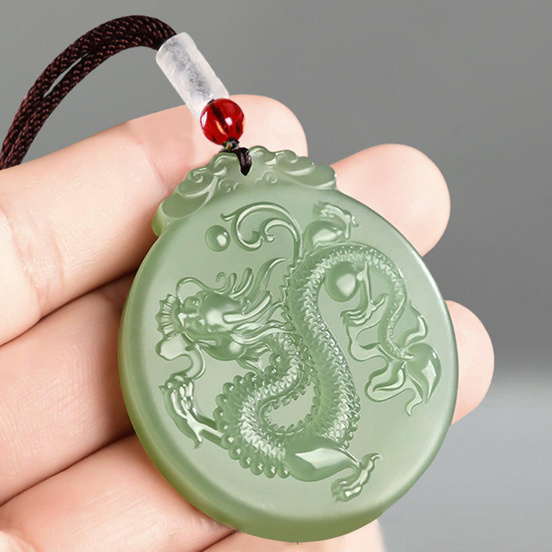 Nimara Ritual Chinese Zodiac Dragon Jade Luck Necklace String Pendant