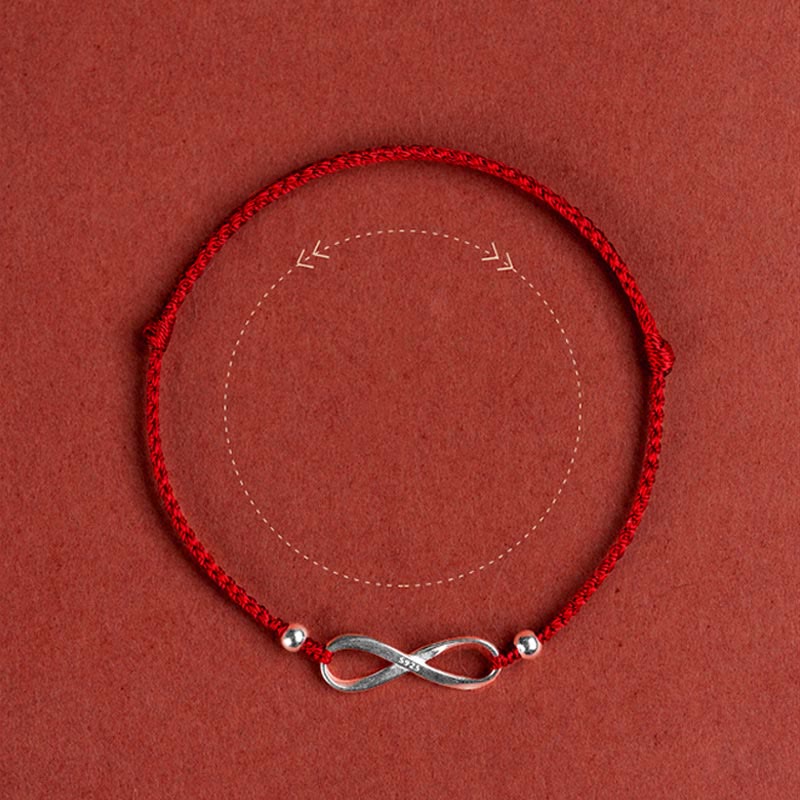 Nimara Ritual 925 Sterling Silver Endless Knot Protection Luck Red String Bracelet Anklet