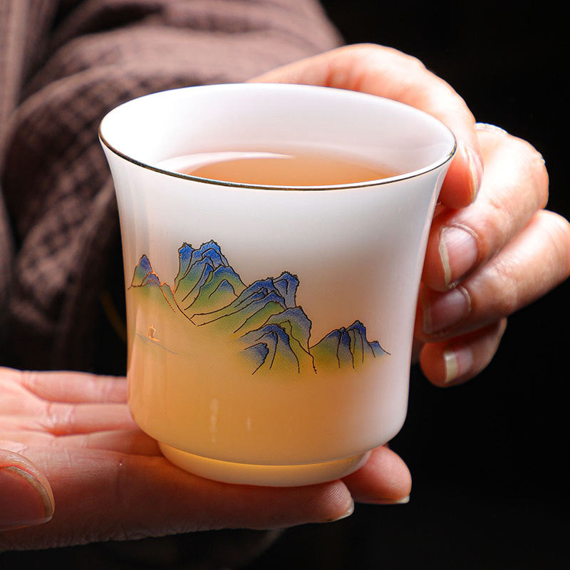 Nimara Ritual Mountains Rivers Tree Ceramic Teacup Kung Fu Tea Cup 120ml