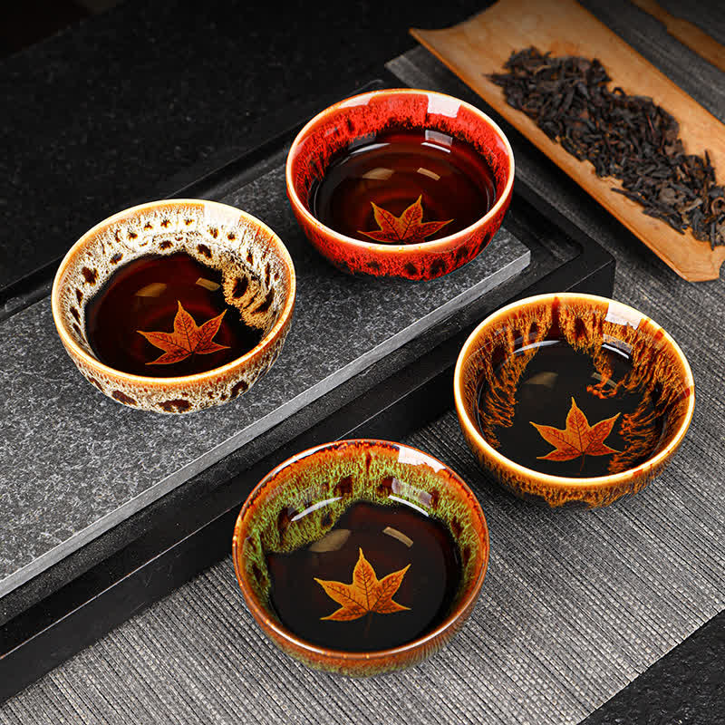 Nimara Ritual Maple Leaf Colorful Ceramic Teacup Home Tea Cups