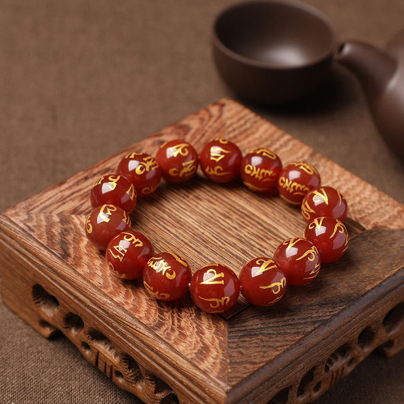 Nimara Ritual Tibet White Crystal Black Onyx Om Mani Padme Hum Meditation Bracelet