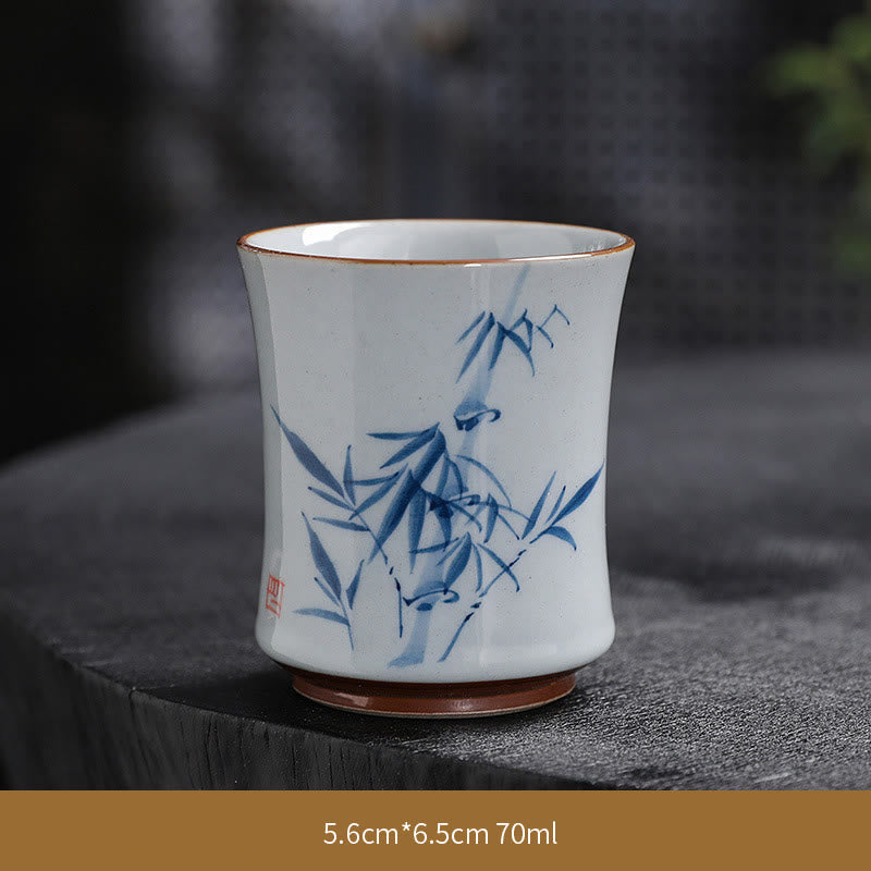 Nimara Ritual Lotus Flower Leaf Bamboo Ceramic Teacup Kung Fu Tea Cups