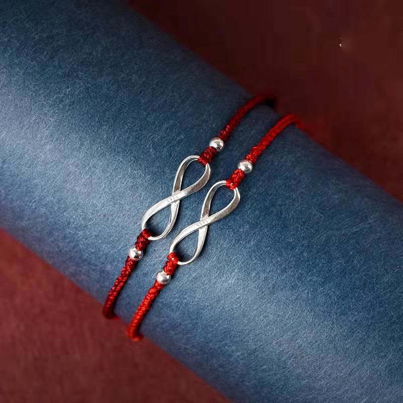 Nimara Ritual 925 Sterling Silver Endless Knot Protection Luck Red String Bracelet Anklet