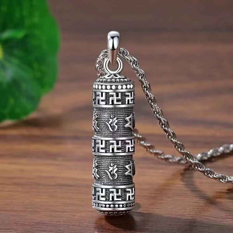 Nimara Ritual Om Mani Padme Hum Swastika Twisted Chain Wisdom Necklace Pendant
