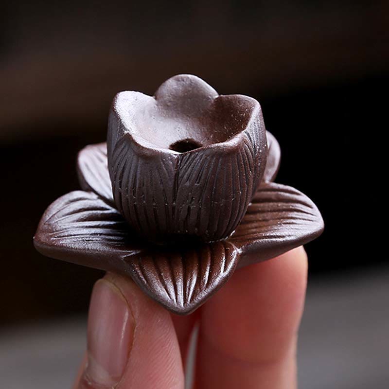 Nimara Ritual Lotus Plum Blossom Square Ceramic Spiritual Backflow Incense Burner