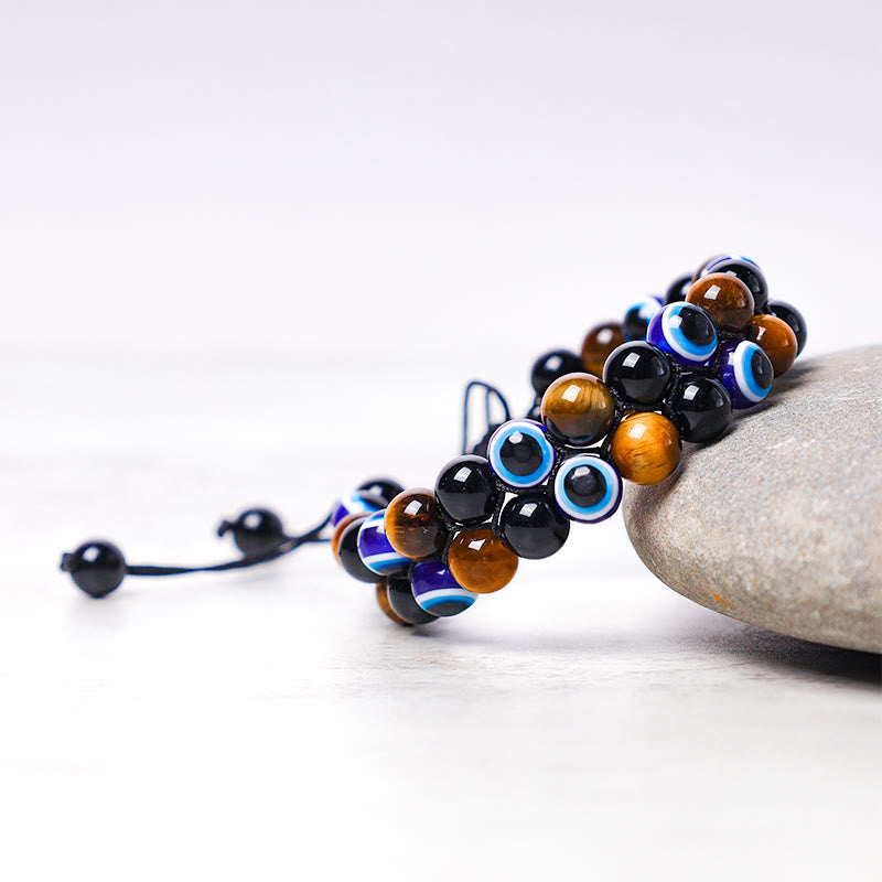 Nimara Ritual Evil Eye Hematite Tiger Eye Protection Beaded Bracelet