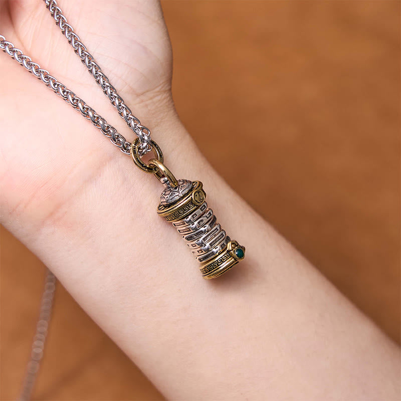 Nimara Ritual Yin Yang Tower Copper Balance Rotatable Necklace Pendant