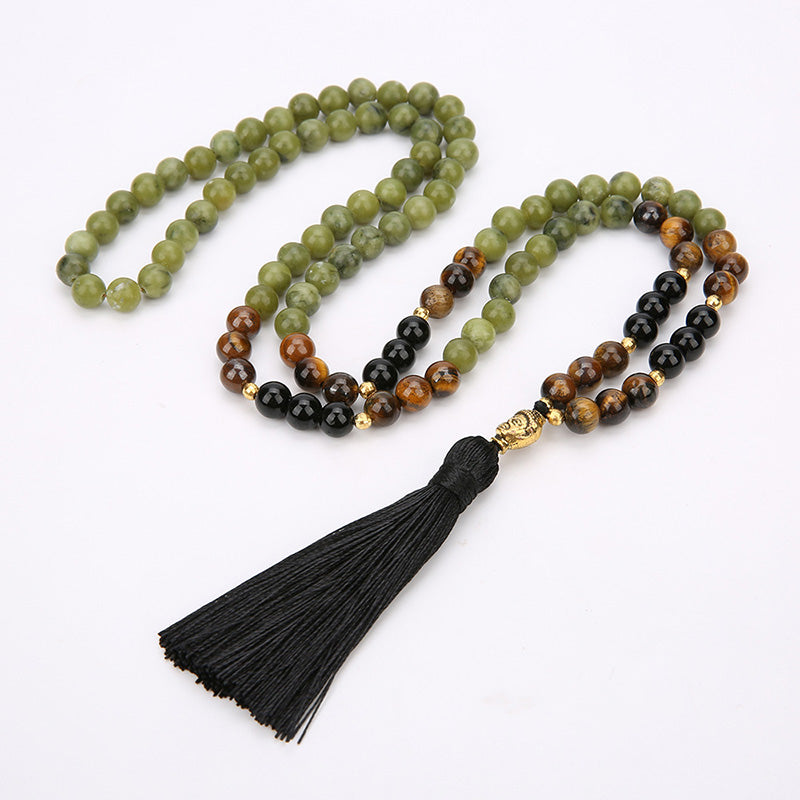 Nimara Ritual Tibetan Green Jasper Protection Mala Bracelet