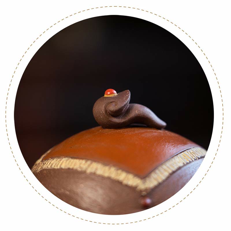 Nimara Ritual Cute Elephant Auspicious Clouds Purple Clay Ceramic Teapot