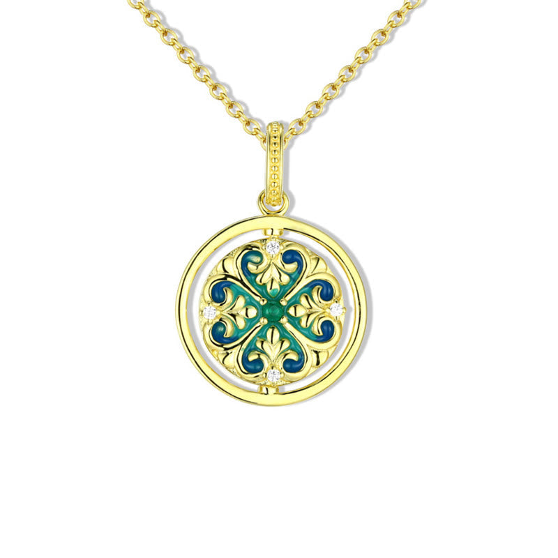 Nimara Ritual 925 Sterling Silver Lotus Flower Floral Zircon Enlightenment Rotatable Necklace Pendant
