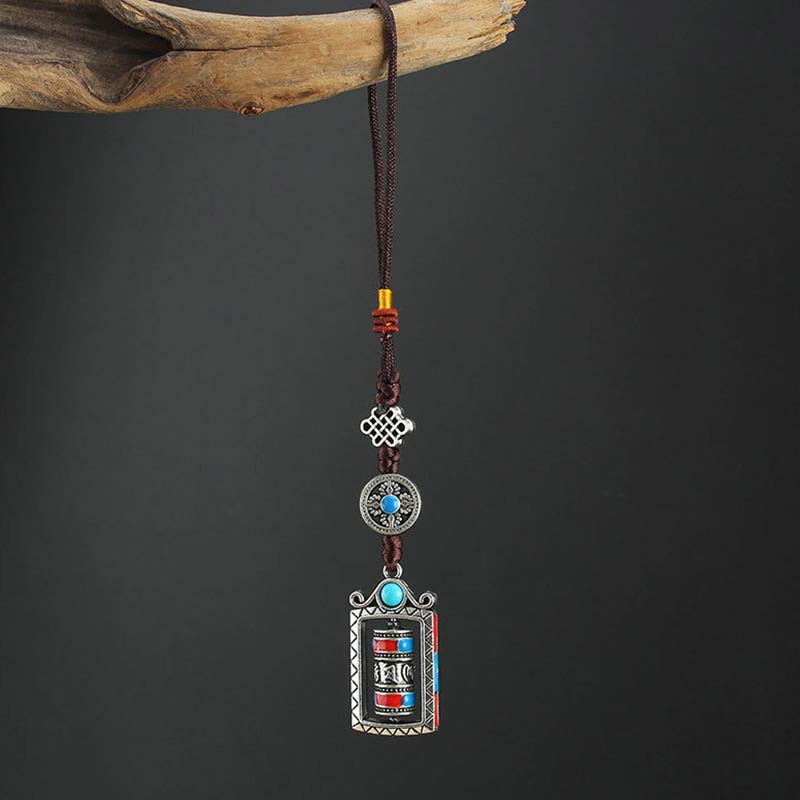 Nimara Ritual Six True Words Prayer Wheel Rotation Knot Blessing Keychain Decoration