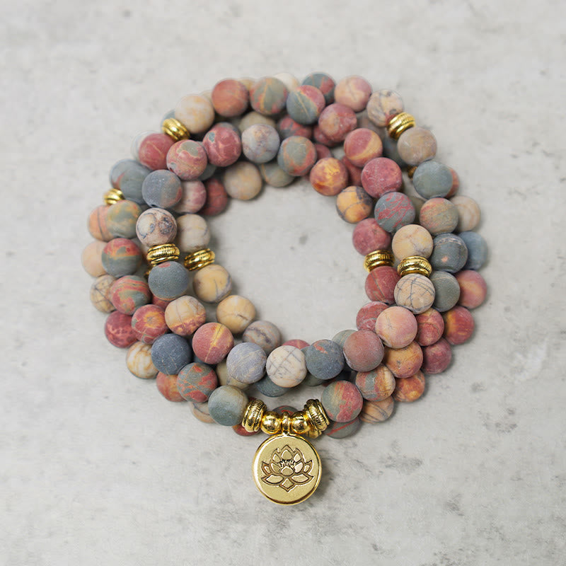 Nimara Ritual 108 Mala Beads Picasso Jasper Stone Courage Energy Bracelet