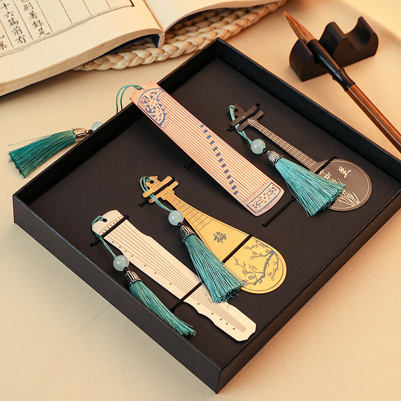 Nimara Ritual Classical Musical Instruments Pipa Guzheng Guqin Ruan Metal Bookmarks Tassel With Gift Box