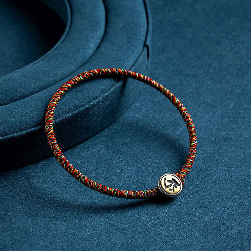Nimara Ritual Handmade 925 Sterling Silver Chinese Zodiac Natal Buddha Protection Colorful Rope Bracelet