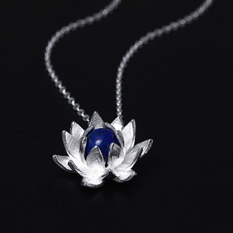 Nimara Ritual 925 Sterling Silver Lazurite Lotus Flower Self Care Necklace Pendant