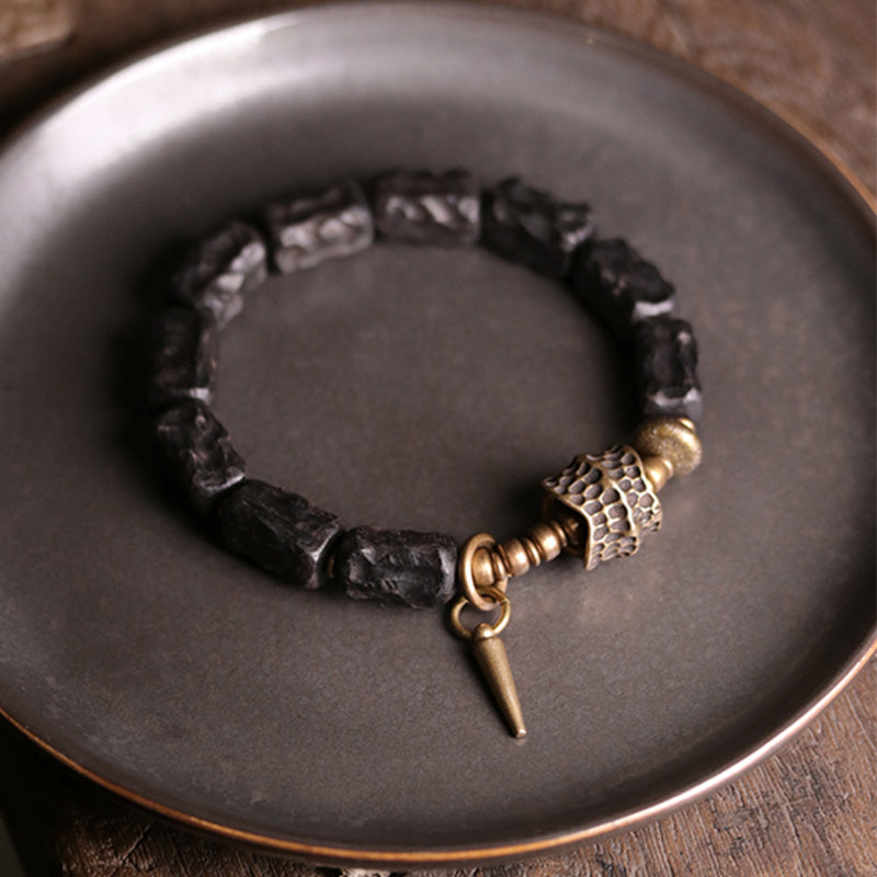 Nimara Ritual Ebony Wood Copper Balance Protection Couple Bracelet
