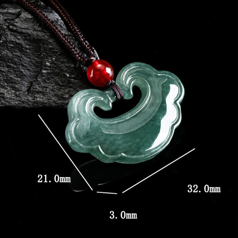 Nimara Ritual Natural Green Jade Chinese Lock Charm Luck Necklace Pendant