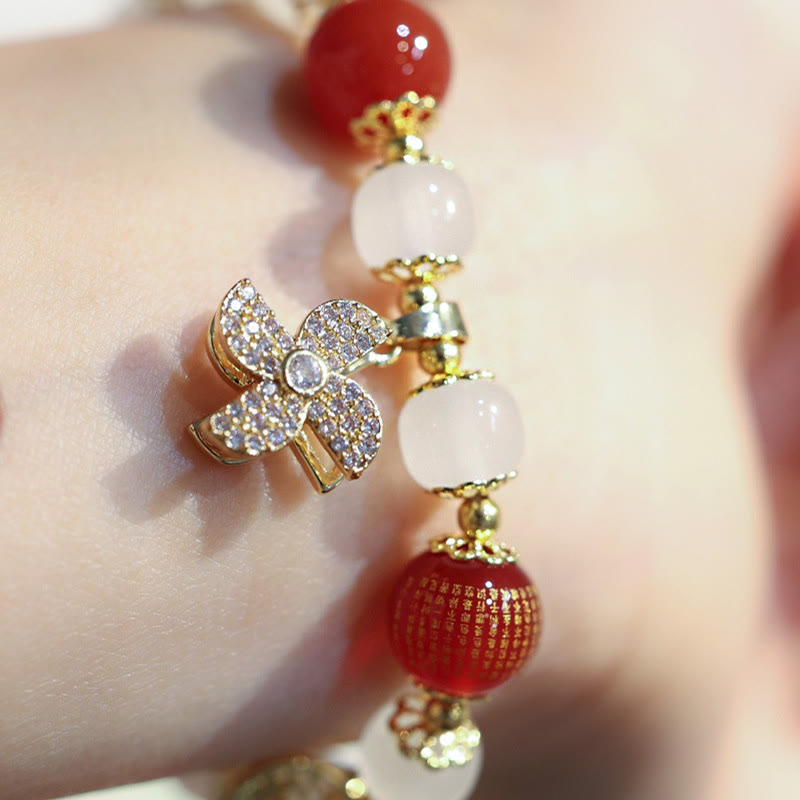Nimara Ritual Windmill Chinese Lock Charm Fu Character Blessing Bracelet