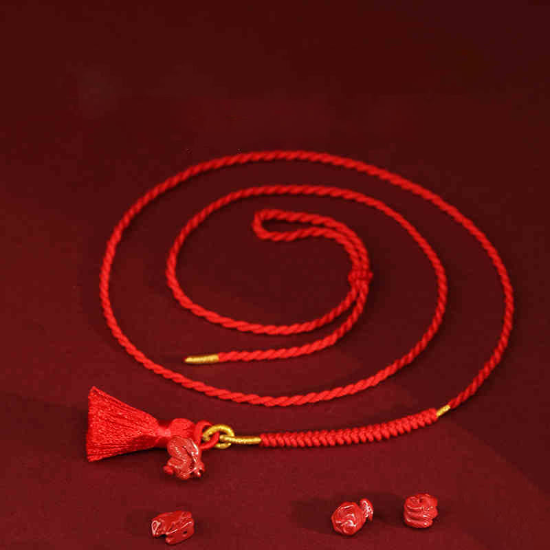 Nimara Ritual Natural Cinnabar Dragon Blessing Red String Belly Chain