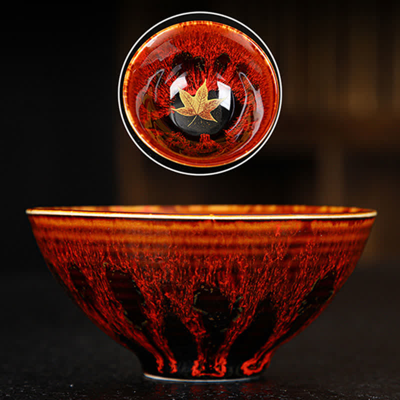 Nimara Ritual Maple Leaf Colorful Ceramic Teacup Home Tea Cups