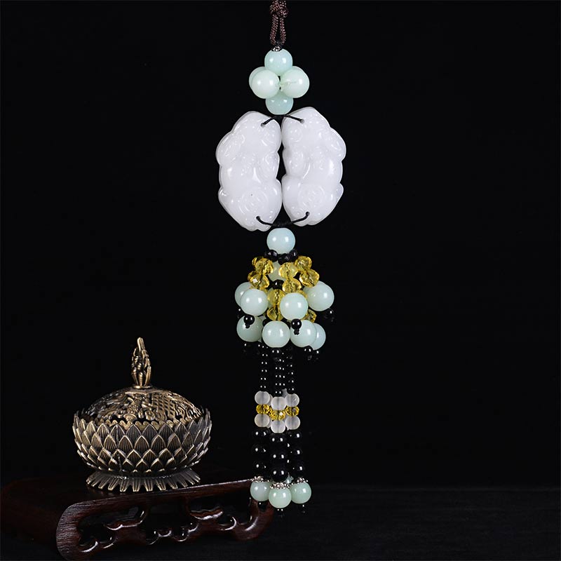Nimara Ritual FengShui Jade PiXiu Harmony Car Pendant Decoration