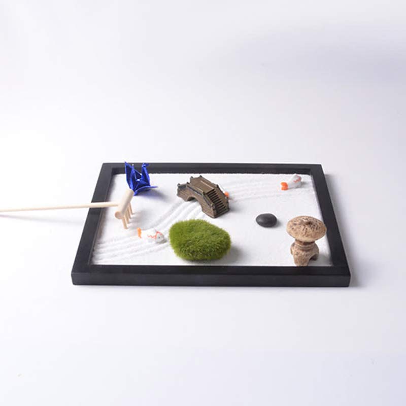 Nimara Ritual Koi Fish Small Bridge Grass Landscape Peace Meditation Zen Garden Decoration